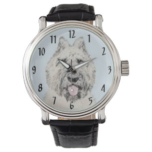 Bouvier des Flandres Painting - Original Dog Art Horloge