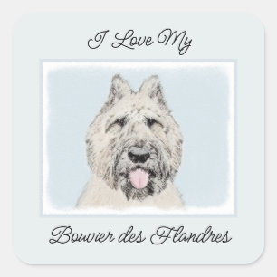 Bouvier des Flandres Painting - Original Dog Art Vierkante Sticker