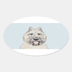 Bouvier des Flandres Painting - Originele Dog Art Ovale Sticker
