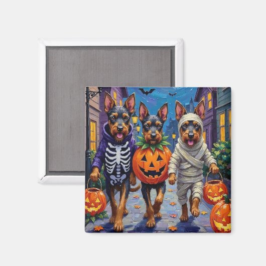 Bouvier des Flandres Trick-or-Treating Halloween Magneet (Voorkant / Achterkant)