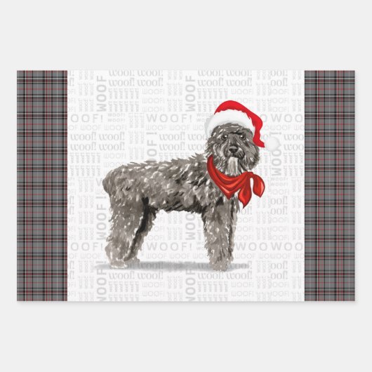 Bouvier Kersthond en Red en Grey Pset Inpakpapier Vel (Voorkant)