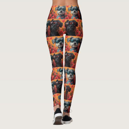 Bouviers des Flandres Hart Rozen Valentijnsdag Leggings (Achterkant)
