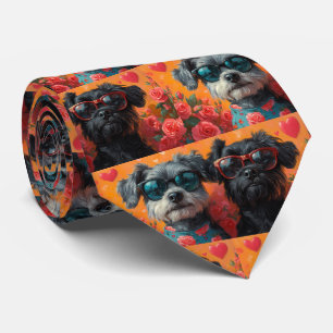 Bouviers des Flandres Hart Rozen Valentijnsdag Stropdas