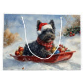 Bouviers des Flandres Hond in Sledge Kerstmis Groot Cadeauzakje (Achterkant)