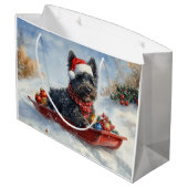 Bouviers des Flandres Hond in Sledge Kerstmis Groot Cadeauzakje (Achterkant Gekanteld)