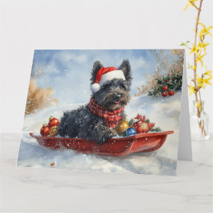 Bouviers Des Flandres-hond in slee Christmas Kaart
