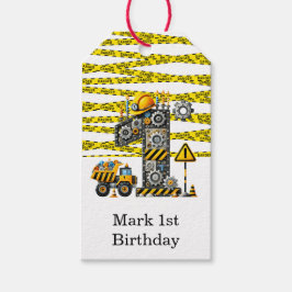 Bouw 1e verjaardag feest cadeaulabel