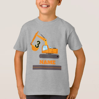bouw 3e verjaardag - graafmachine-gepersonaliseerd t-shirt