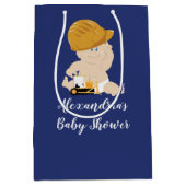 Bouw Baby Boy Bulldozer Gift Bag Medium Cadeauzakje (Voorkant)