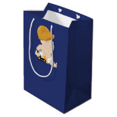 Bouw Baby Boy Bulldozer Gift Bag Medium Cadeauzakje (Achterkant Gekanteld)