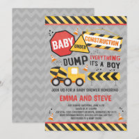 Bouw Baby shower Uitnodiging Truck Shower