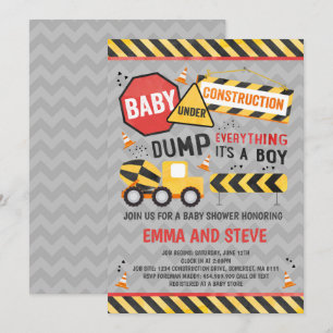 Bouw Baby shower Uitnodiging Truck Shower