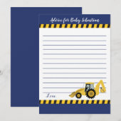 Bouw backhoe Boy Baby shower Advice Kaarten (Voorkant / Achterkant)