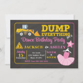 Bouw & Ballerina gezamenlijke verjaardagsuitnodigi Kaart (Voorkant)