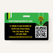 Bouw Bezoekerspas ID Groen Aangepaste badge (Achterkant)