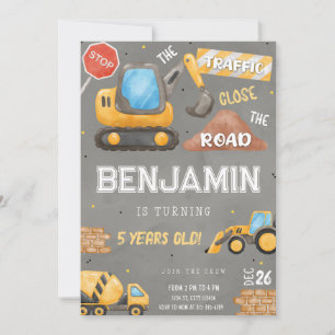 Bouw Birthday Dump Truck Party nodigt uit Kaart