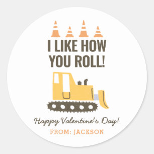 Bouw Bulldozer Kinder Classroom Valentijn Ronde Sticker