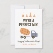 Bouw Cementmixer Kinderen Klaslokaal Valentijn Notitiekaartje (Voorkant)