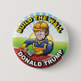 BOUW DE WALL DONALD TRUMP BRICK LAYER MASON USA RONDE BUTTON 5,7 CM