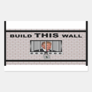 Bouw deze wand/anti-trump, rechthoekige sticker