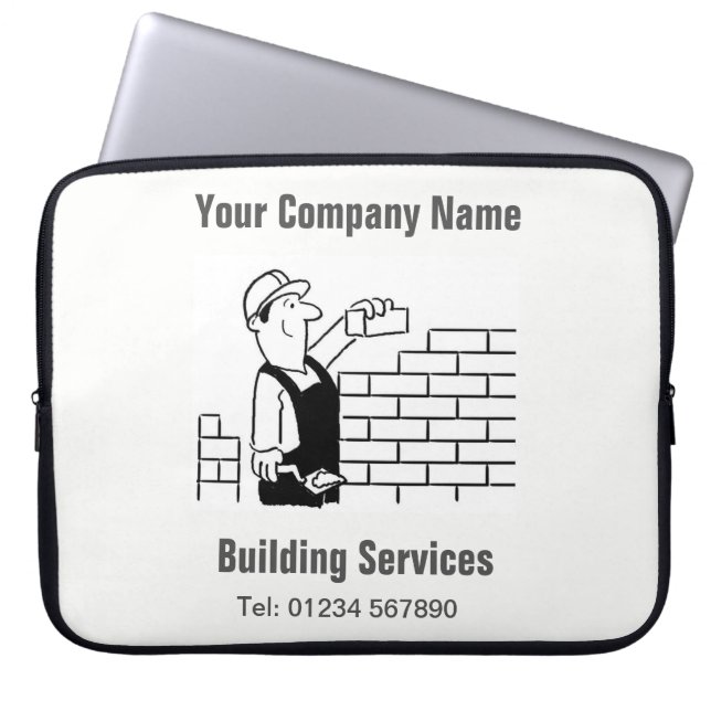 Bouw Diensten Cartoon Computer Sleeve (Voorkant)