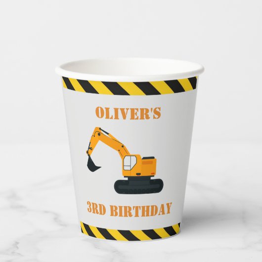 Bouw Diggers Party Paper Cup Papieren Bekers (Voorkant)