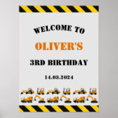 Bouw Diggers Verjaardagsfeest Welkom Poster (Voorkant)