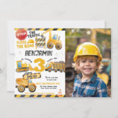 Bouw, Dump Truck 3e Verjaardag Kaart (Voorkant)