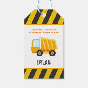 Bouw Dump Truck Birthday Cadeaulabel