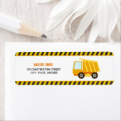 Bouw Dump Truck Birthday Etiket (Insitu)