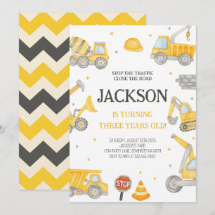 Bouw Dump Truck Birthday Party nodigt uit Kaart
