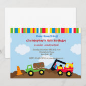 Bouw Dump truck Birthday Party uitnodigingen (Voorkant / Achterkant)