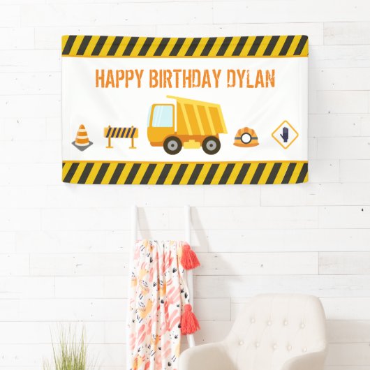 Bouw Dump Truck Birthday Spandoek (Insitu)