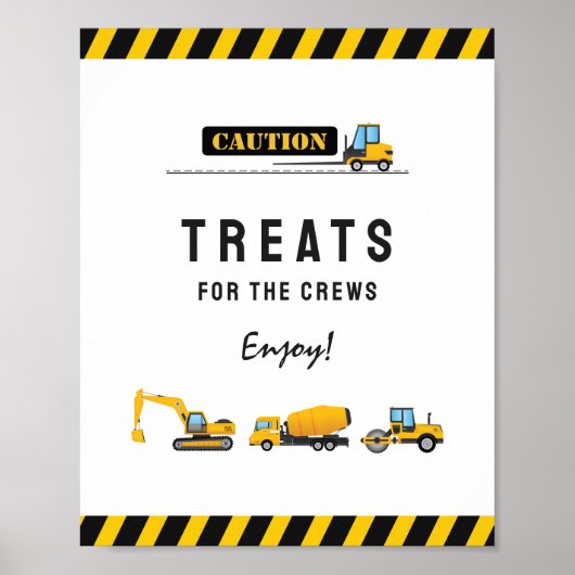 Bouw Dump Truck Birthday Treatment of Food Sign Poster (Voorkant)