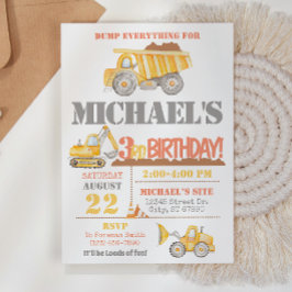 Bouw Dump Truck Birthday Uitnodiging
