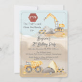 Bouw Dump Truck Boy 2nd Birthday Party Kaart (Voorkant)