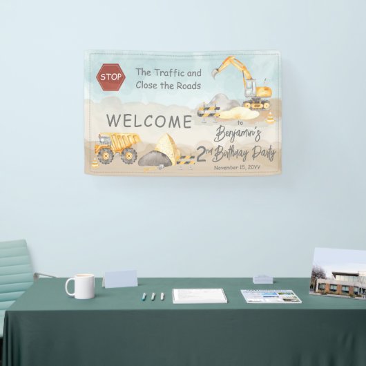 Bouw Dump Truck Boy 2nd Birthday Party Spandoek (Beurs)