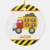 Bouw Dump Truck Boy Keepsake Keramisch Ornament (Achterkant)