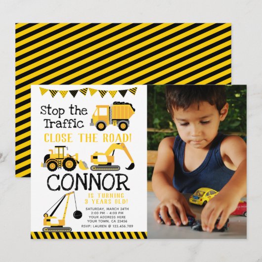 Bouw, Dump Truck met foto Kaart (Voorkant / Achterkant)