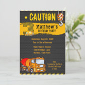 Bouw Dump Truck Oranje-Yellow 3rd Birthday Kaart (Staand voorkant)