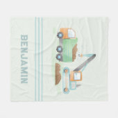 Bouw Dump Truck Soft Green Blue Boy Name Fleece Deken (Voorkant (Horizontaal))