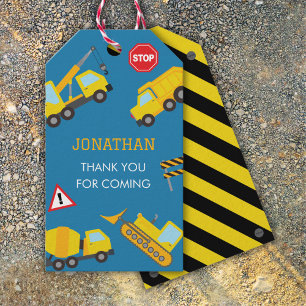 Bouw Dump Truck verjaardag uitnodiging Cadeaulabel
