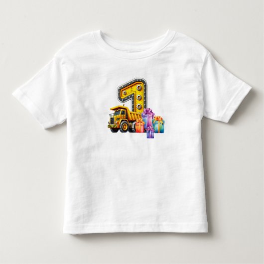 Bouw feestje 1e verjaardag kinder shirts (Voorkant)