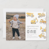 Bouw Foto 1st Birthday Uitnodiging (Voorkant)