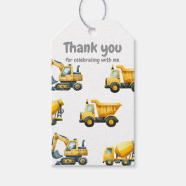 Bouw, geel dump truck cadeau label cadeaulabel