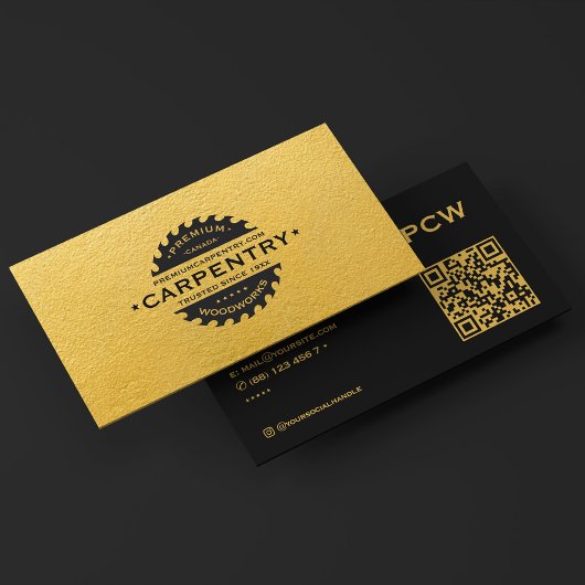 Bouw Geel Zwart Zag Moderne Timmerman Visitekaartje