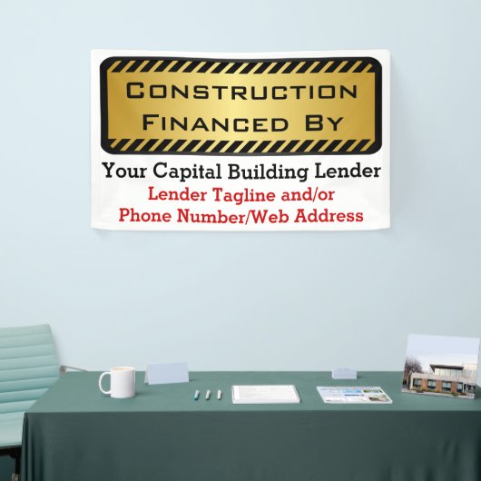 Bouw gefinancierd door Bank Developer Job Sign Spandoek (Beurs)