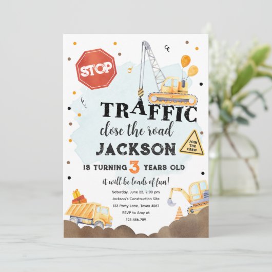 Bouw Gele Dump Truck Boy Birthday Kaart (Staand voorkant)