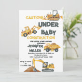 Bouw Gele Dump Truck Digger Baby shower Kaart (Staand voorkant)