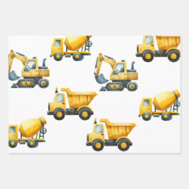 Bouw, gele dump truck inpakpapier